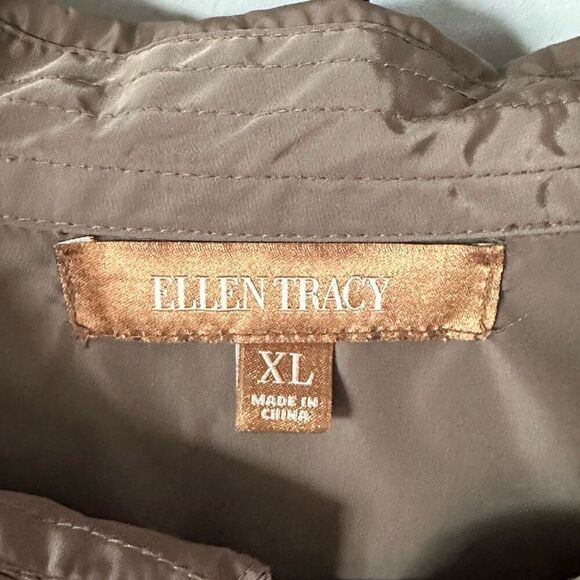 VTG Ellen Tracy Button Front Military Jacket Womens‎ XL Tan Peplum - Picture 3 of 14